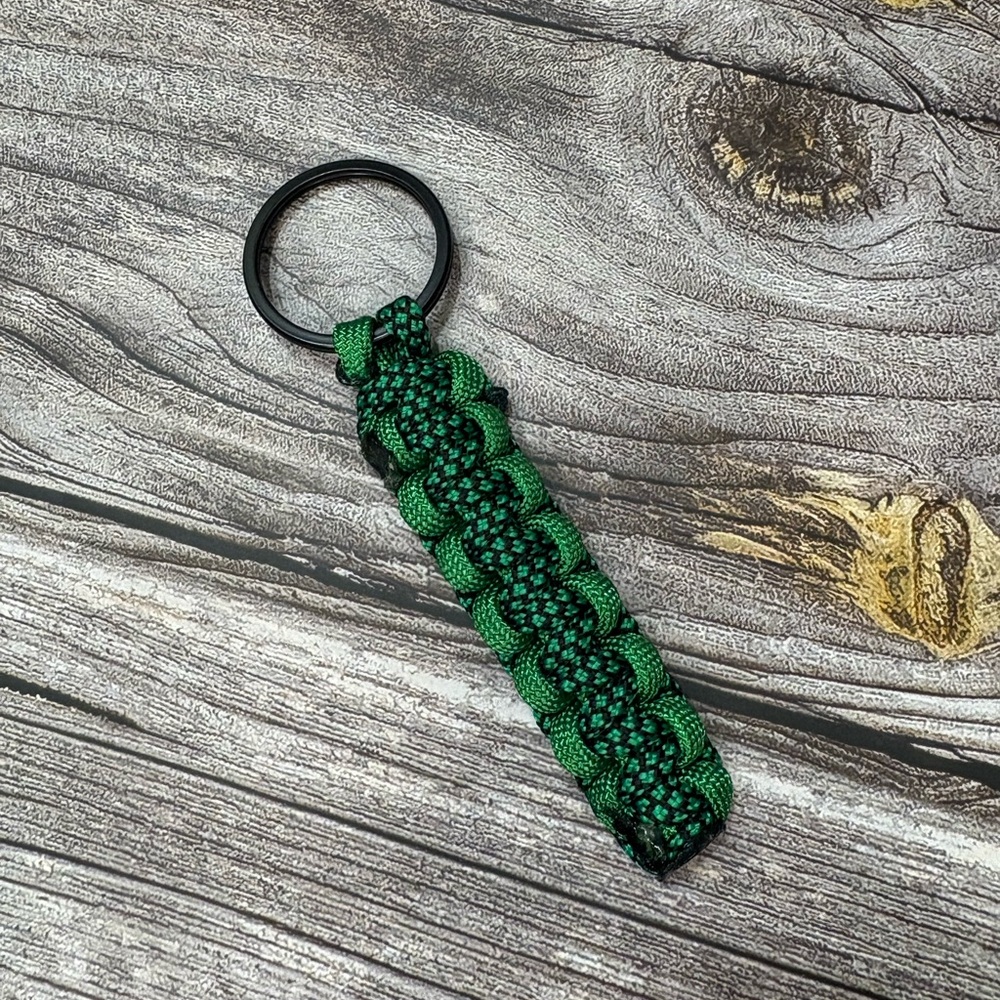 Green and Black Paracord Keychain